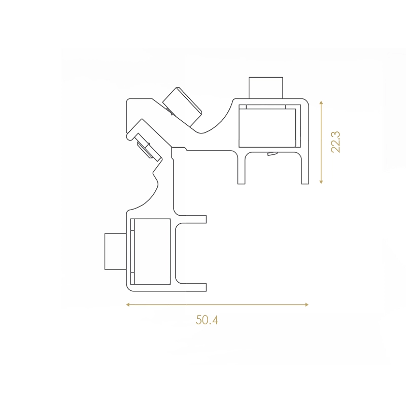 Screw‑Fixed Extruded Aluminium Corner Joint with Plastic Button (L×22.3)