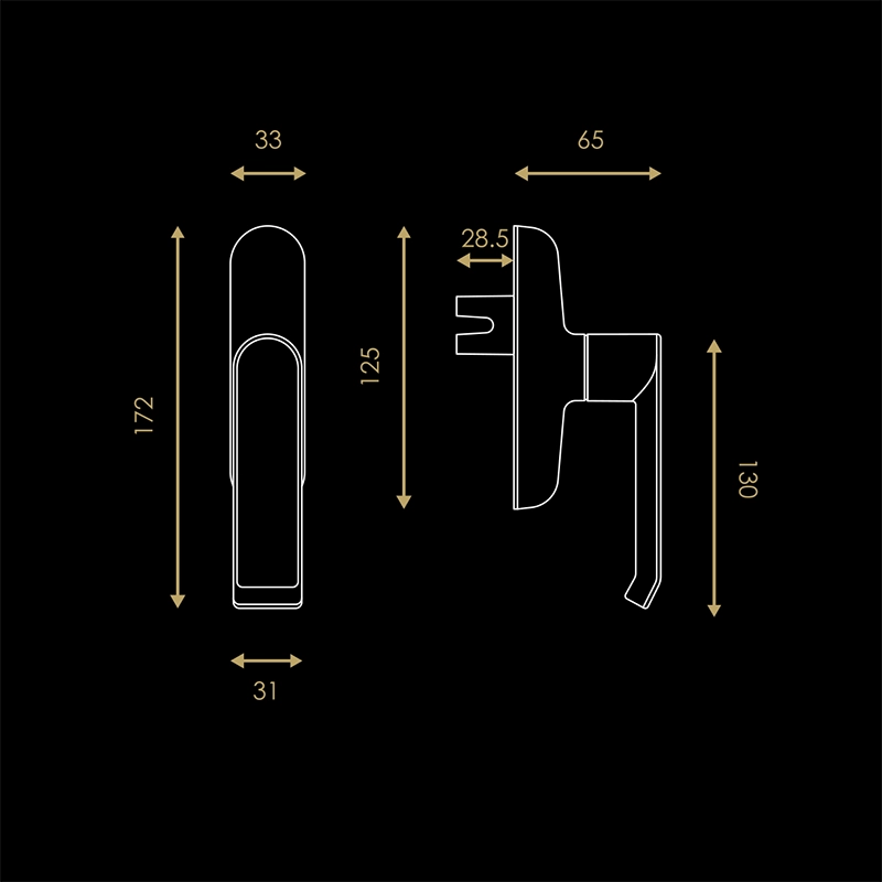 دستگیره پنجره آلومینیومی آوالن
